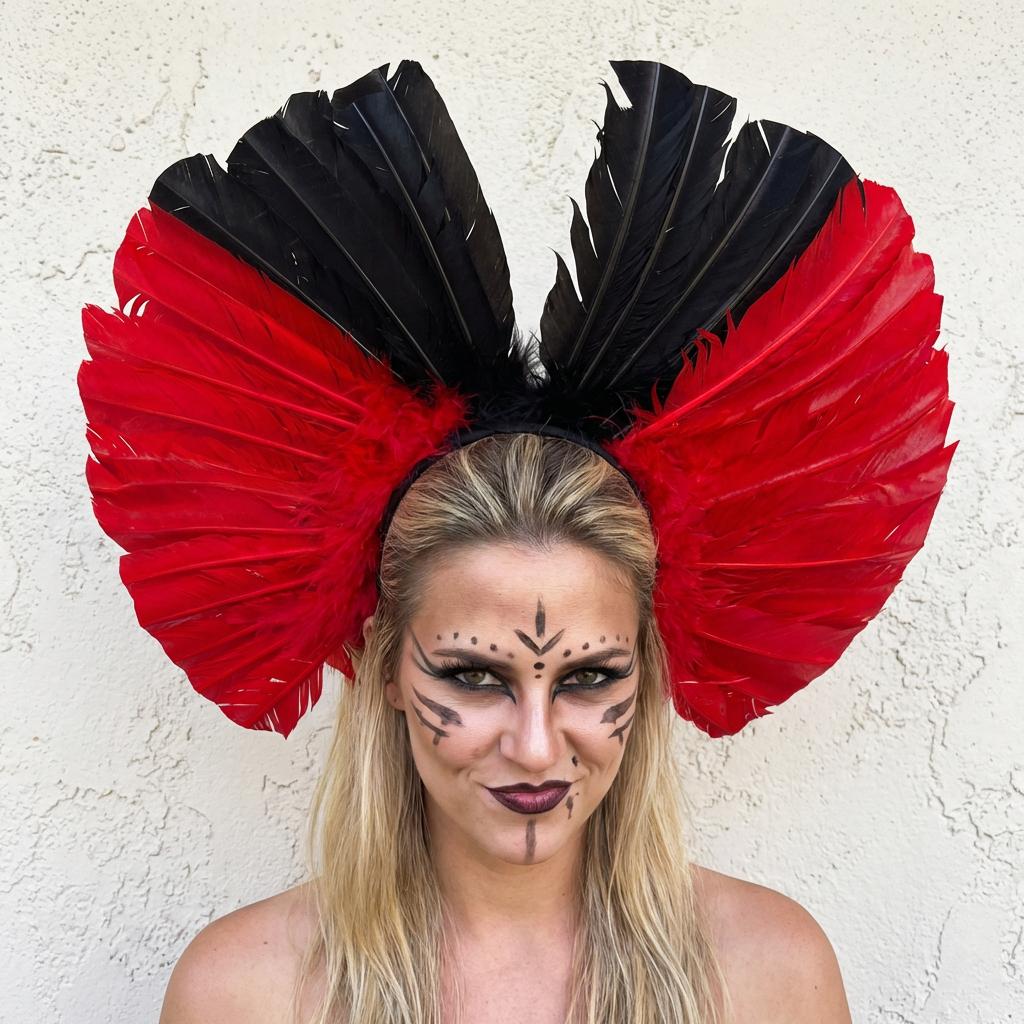 Priestess Feather Headpiece - Tribal Warrior Crown - Cosplay Costume Mask Accessory