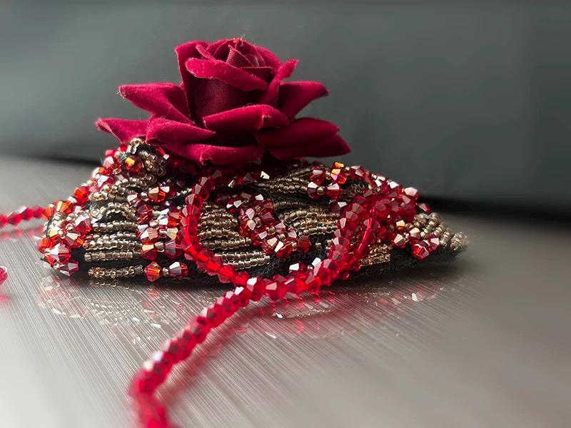 Gothic Anatomical Heart Brooch, Red Beaded Sacred Heart Pin for Dark Romance