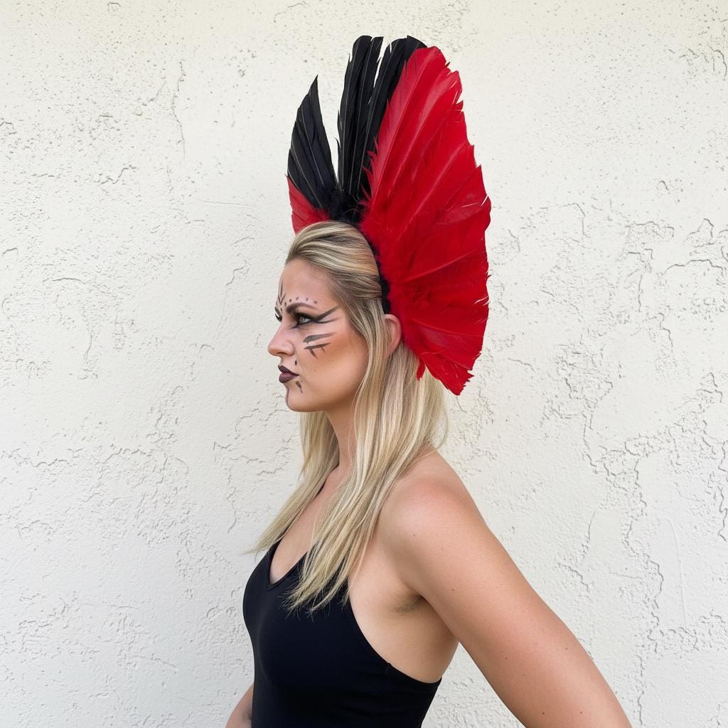 Priestess Feather Headpiece - Tribal Warrior Crown - Cosplay Costume Mask Accessory