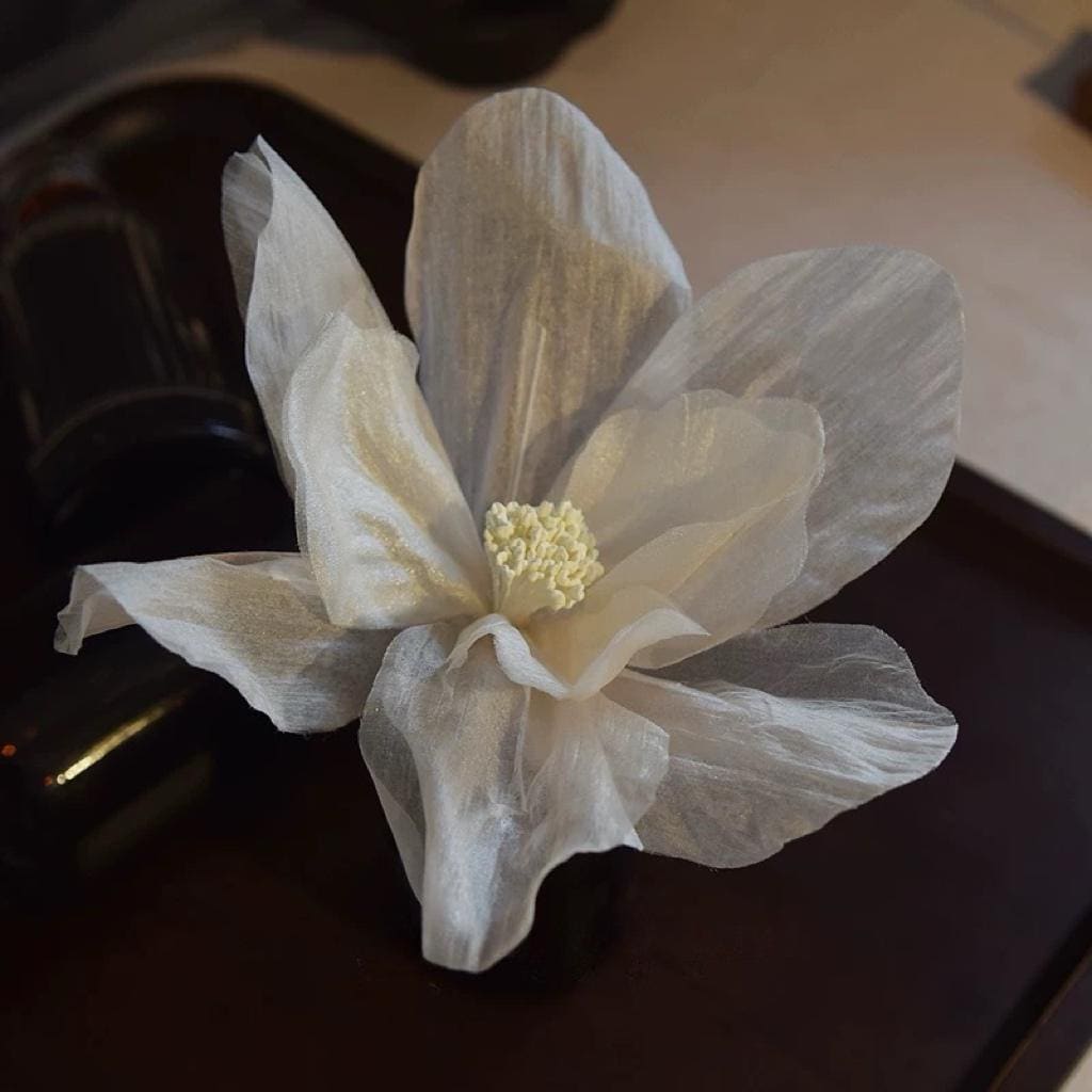 Oversized Silk Organza Flower Headpiece, Large Bridal Floral Fascinator, Statement Wedding Hair Accessory