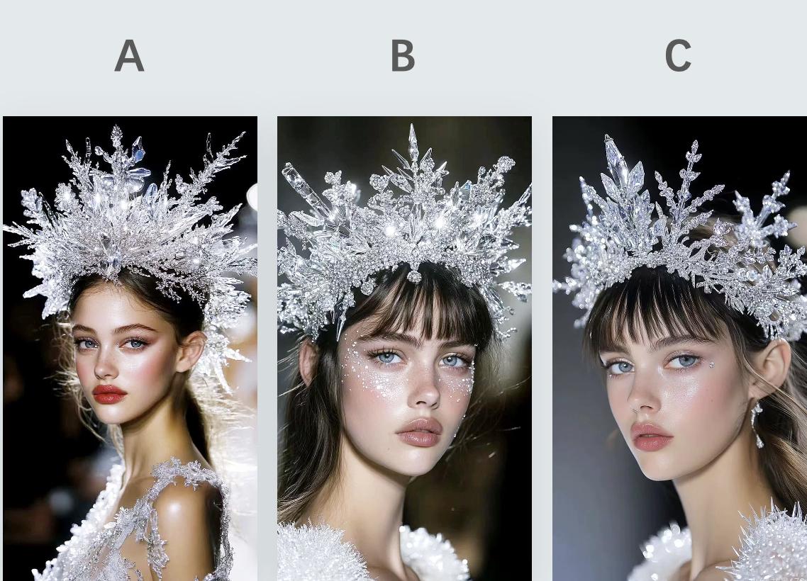 Ice Crystal Winter Queen Crown, Elaborate Snowflower Headpiece for Bridal Gala