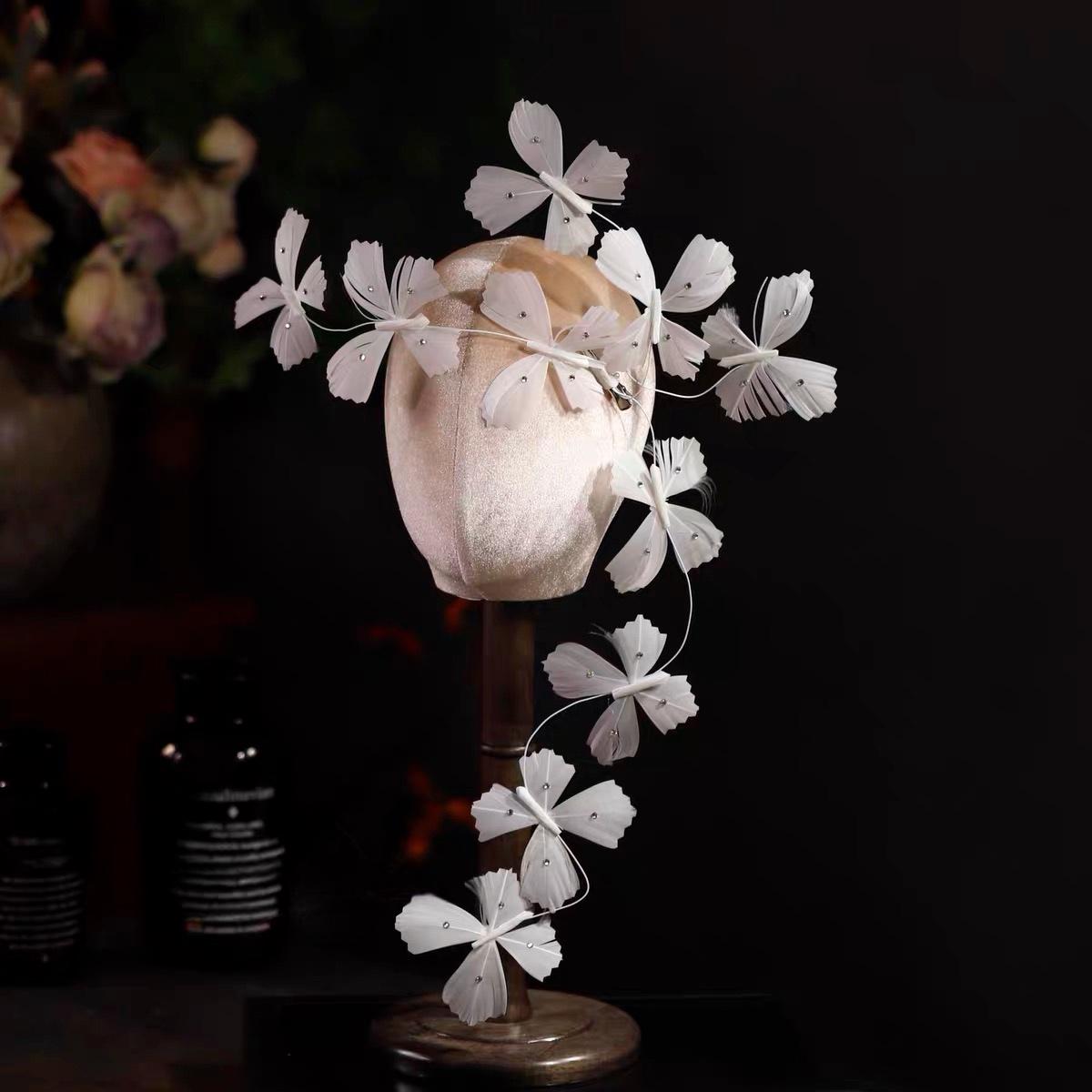 White Feather Butterfly Fascinator Hat Royal Ascot Wedding Garden Party Headpiece